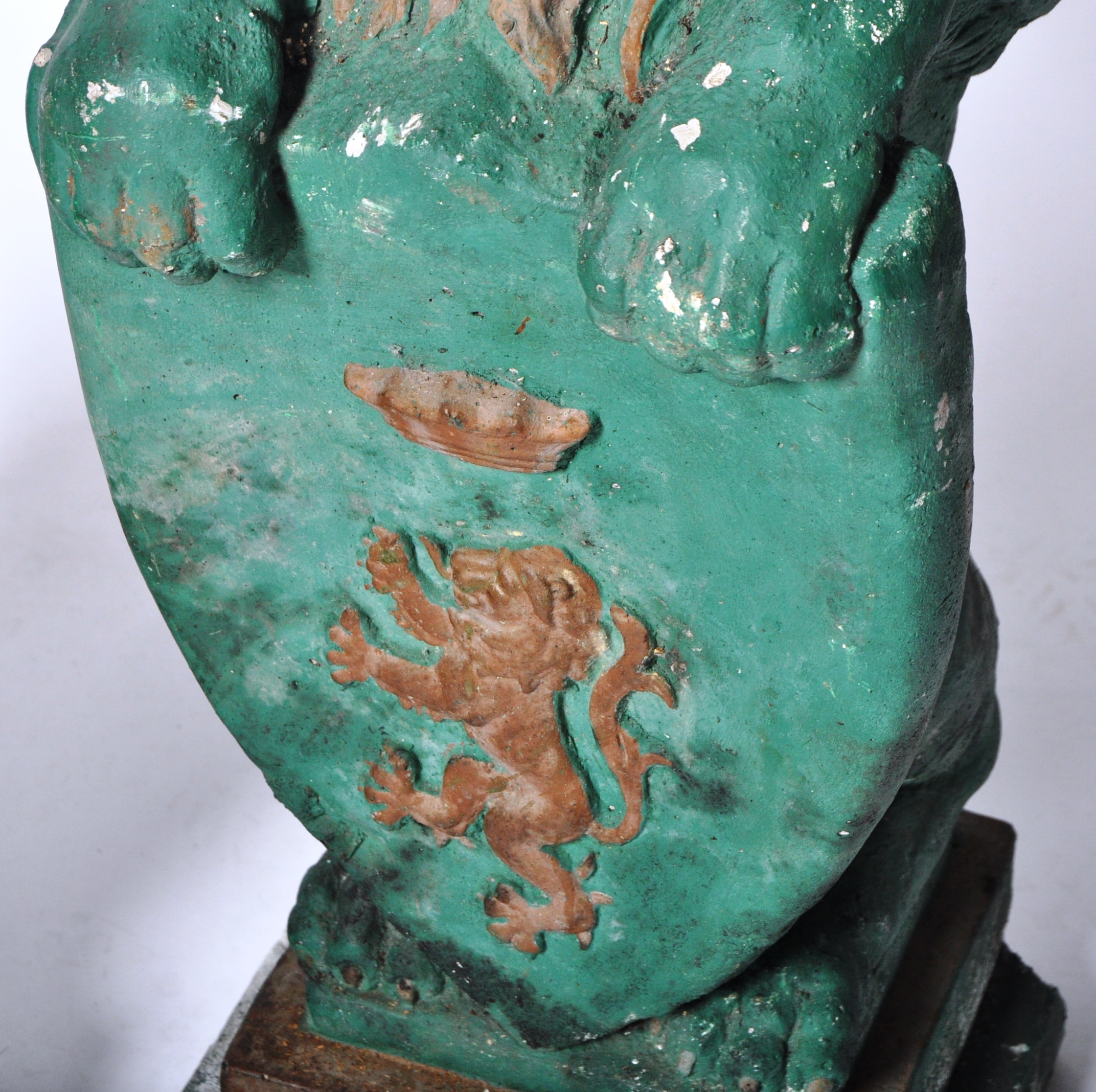 MATCHING PAIR OF PAINTED RECONSTITUTED STONE LION FIGURES - Image 9 of 12