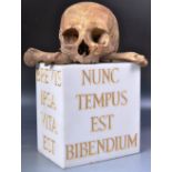 18TH CENTURY ITALIAN MARBLE VANITAS SKULL ON STAND