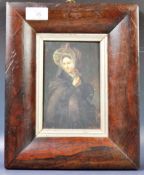 19TH CENTURY OIL PORTRAIT IN ROSEWOOD CUSHION FRAME