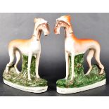 MATCHING PAIR OF 19TH CENTURY STAFFORDSHIRE SPORTING HOUNDS