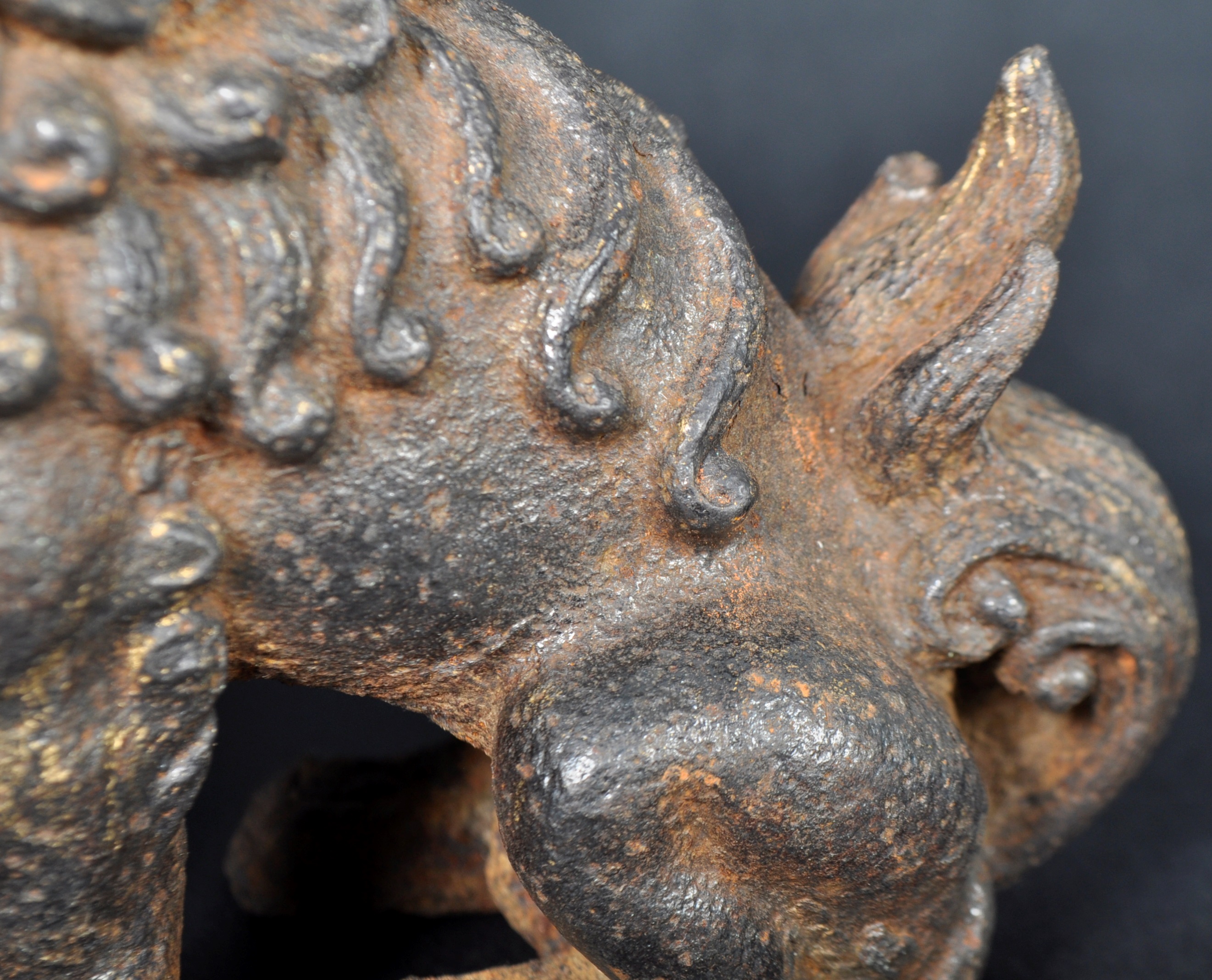 PAIR OF 19TH CENTURY CHINESE CAST METAL DOGS OF FO - Image 5 of 7