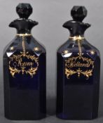 PAIR OF 19TH CENTURY GEORGE III BRISTOL BLUE DECANTERS