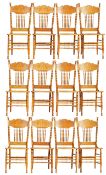 SET OF 12 EARLY 20TH CENTURY AMERICAN LARKIN PRESSBACK DINING CHAIRS