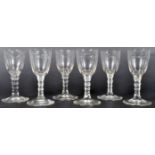 SET OF SIX 19TH CENTURY FACET CUT STEM DRINKING GLASSES