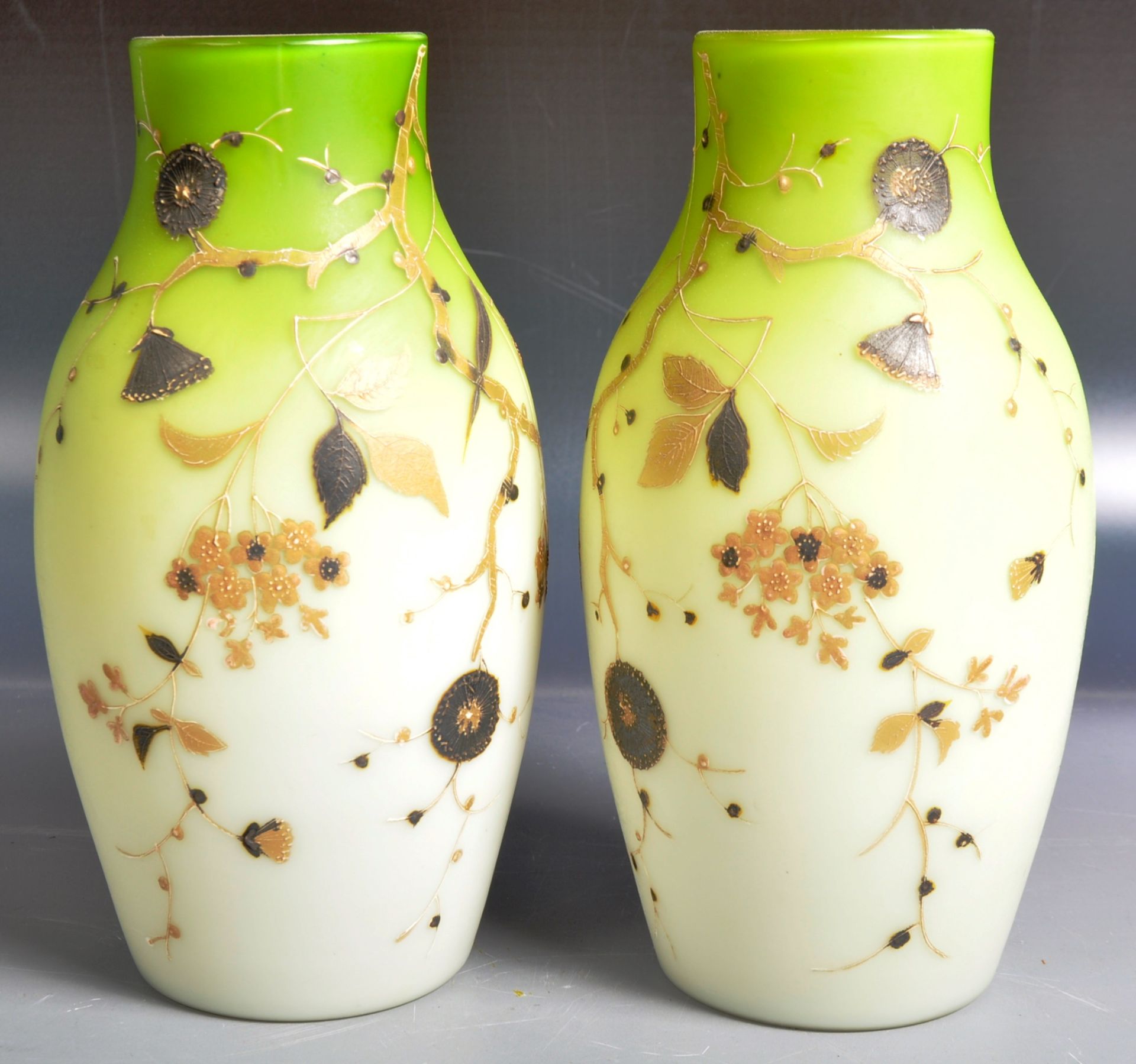BELIEVED POWELL & SONS - PAIR OF 19TH CENTURY GLASS VASES
