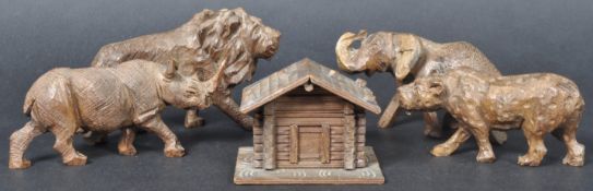 SELECTION OF 19TH CENTURY VICTORIAN CARVED WOOD ANIMALS