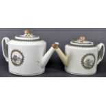 PAIR OF 28TH CENTURY CHINESE HAND DECORATED TEAPOTS