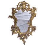 19TH CENTURY FRENCH ROCOCO STYLE BRASS ORMOLU MIRROR