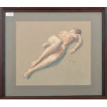 IAN CRYER (B. 1959) - CHALK AND PASTEL OF A RECUMBENT NUDE LADY