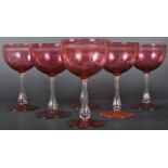 SET OF 19TH CENTURY BOHEMIAN CRANBERRY WINE GLASSES