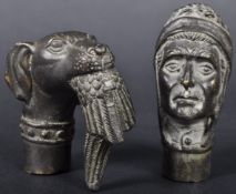 TWO 19TH CENTURY VICTORIAN BRONZE WALKING STICK HEADS