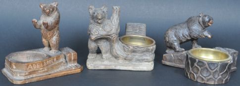 COLLECTION OF THREE GERMAN CARVED BLACK FOREST BEAR ITEMS
