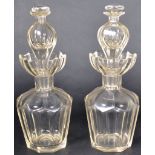 PAIR OF 19TH CENTURY GLASS DECANTERS / BOTTLES