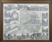 JOHN ROQUE - LARGE 18TH CENTURY FRENCH MAP / PLANS ENGRAVING