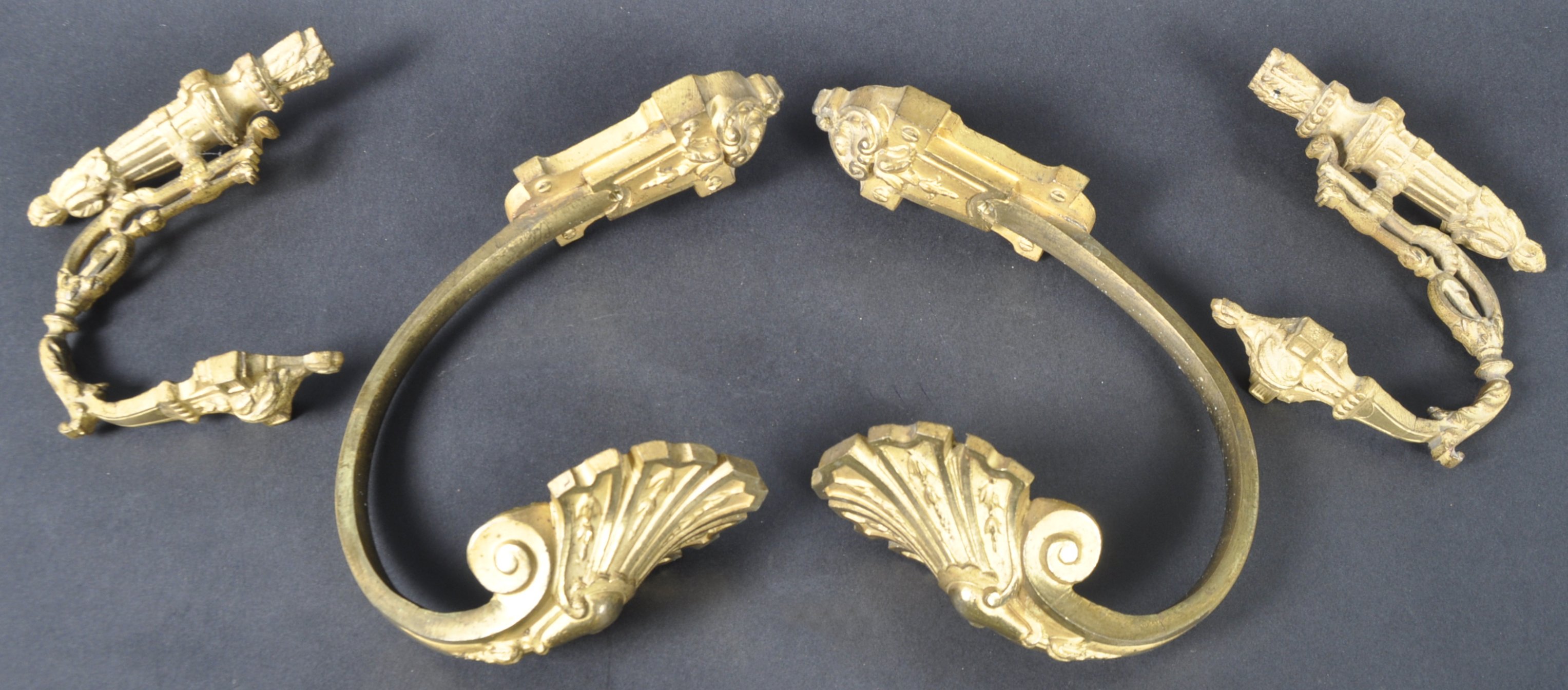 TWO PAIRS OF 19TH CENTURY FRENCH ORMOLU CURTAIN TIES