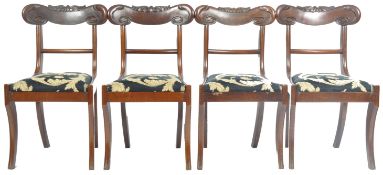 SET OF FOUR REGENCY SABRE LEG BAR BACK DINING CHAIRS