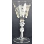 MID 18TH CENTURY JACOBITE BELL SHAPED WINE DRINKING GLASS