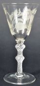 MID 18TH CENTURY JACOBITE BELL SHAPED WINE DRINKING GLASS