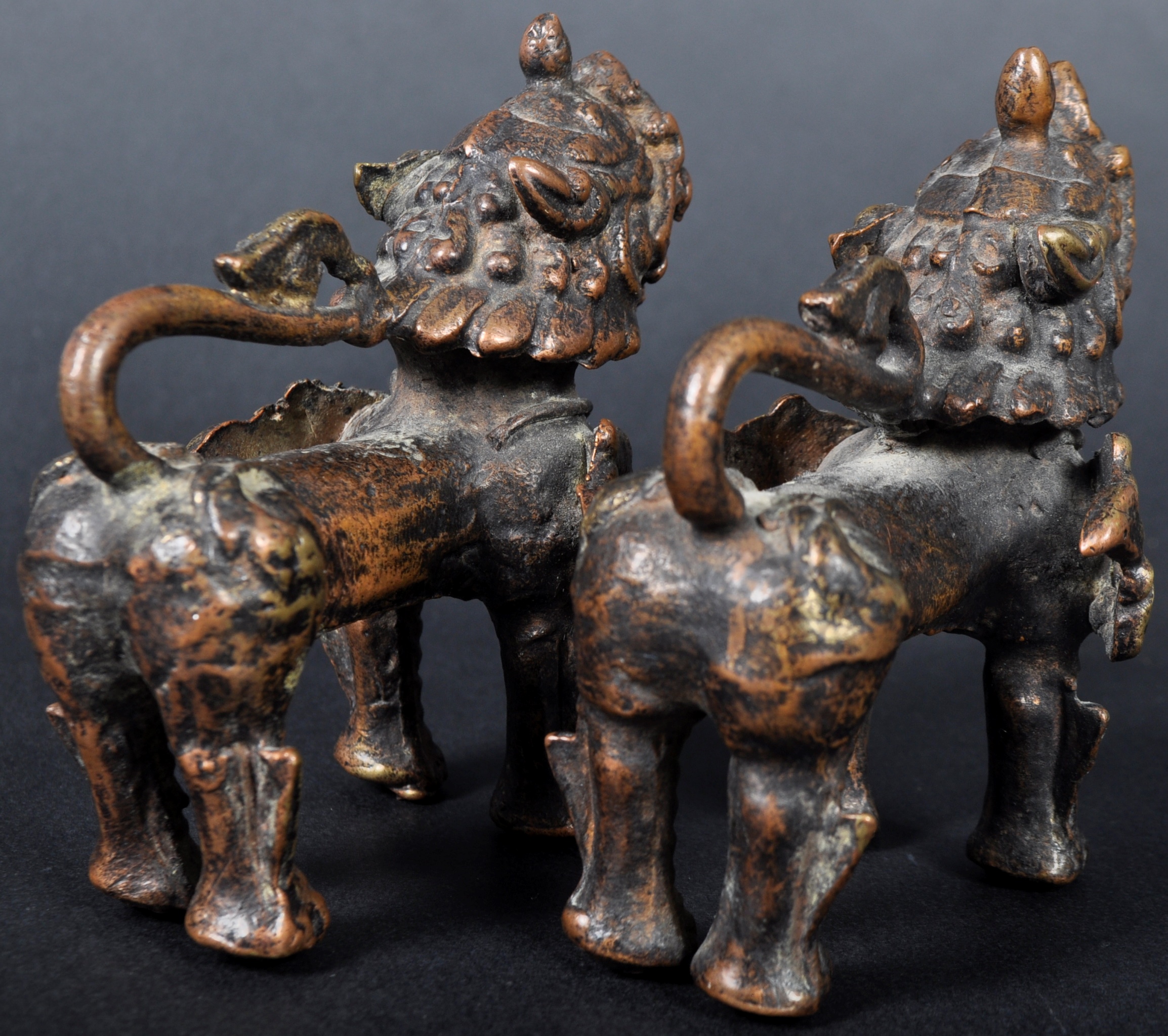 PAIR OF 19TH CENTURY CHINESE BRONZE FOO DOG FIGURES - Image 5 of 6