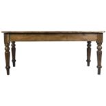 LARGE PINE KITCHEN REFECTORY DINING TABLE