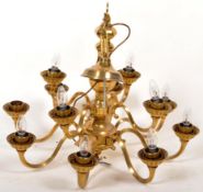 LATE 20TH CENTURY LARGE TWELVE ARM BRASS CHANDELIER