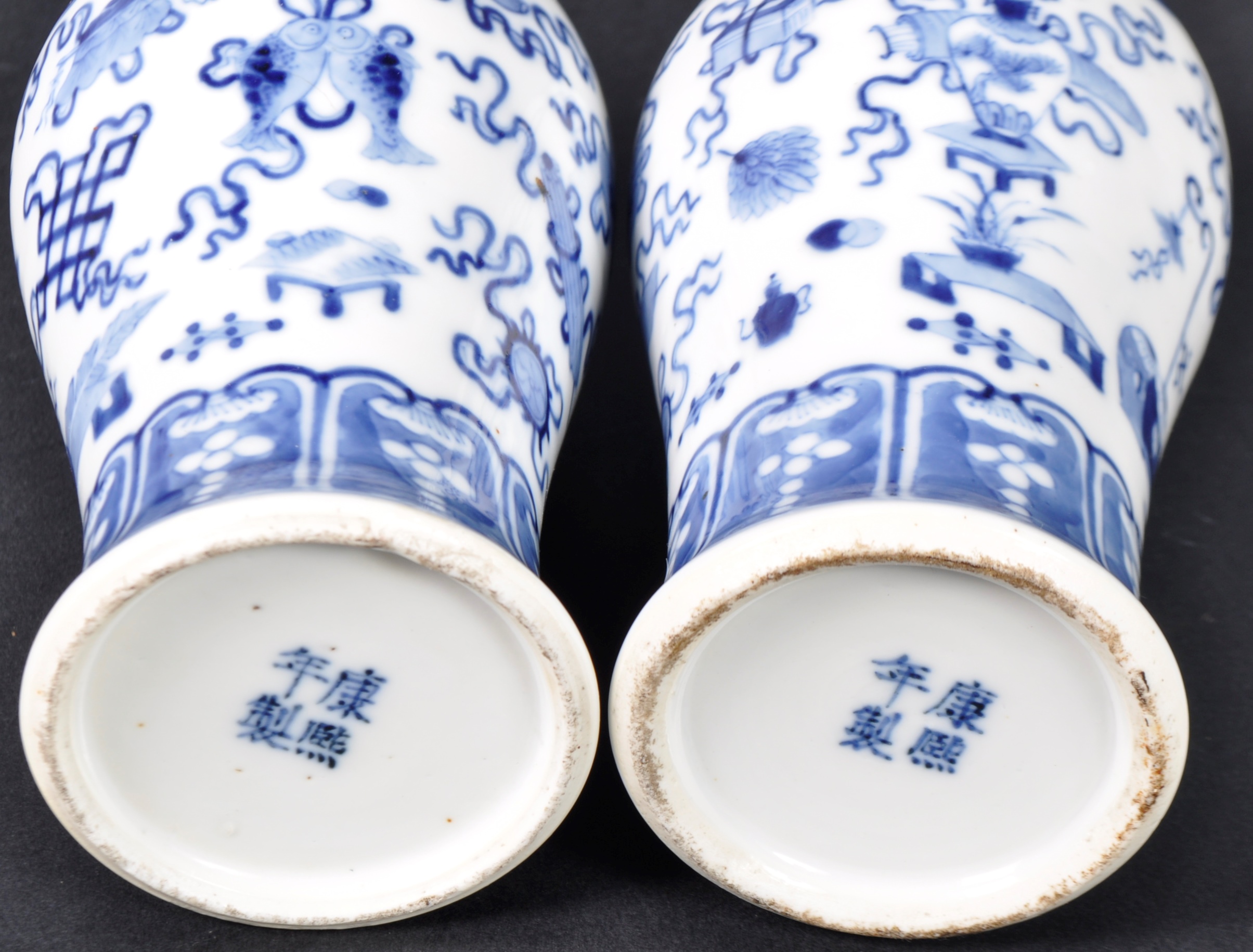 PAIR OF 19TH CENTURY CHINESE KANGXI MARK PRECIOUS OBJECT VASES - Image 11 of 11