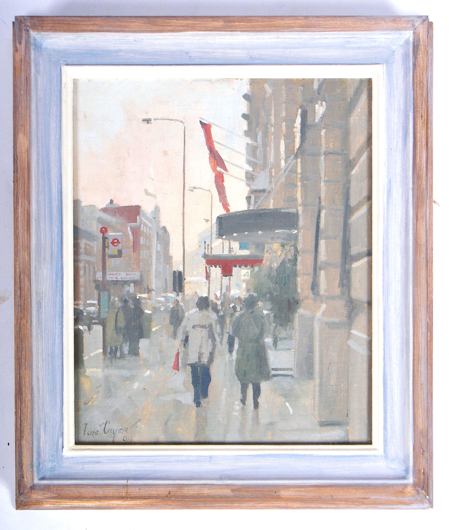 IAN CRYER (B. 1959) - 1990'S OIL ON BOARD PAINTING OF PICCADILLY