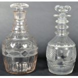 TWO 19TH CENTURY HAND BLOWN PRUSSIAN MANNER DECANTERS