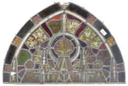 19TH CENTURY GOTHIC STAINED GLASS WINDOW PANEL