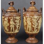 MATCHING PAIR OF 19TH CENTURY DUTCH POTTERY TOBACCO URNS