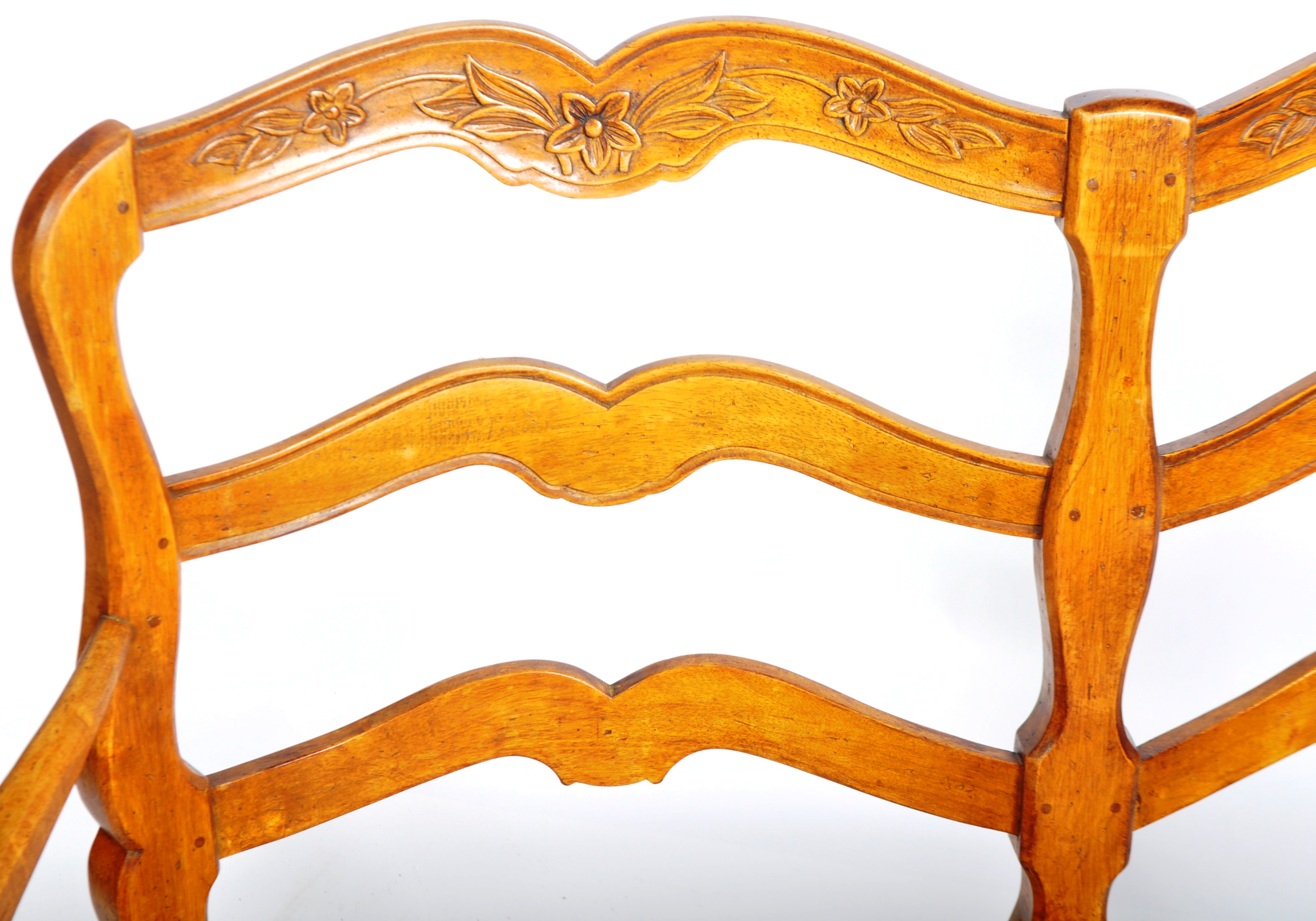 19TH CENTURY CARVED FRUITWOOD RUSH SEATED BENCH - Image 3 of 8