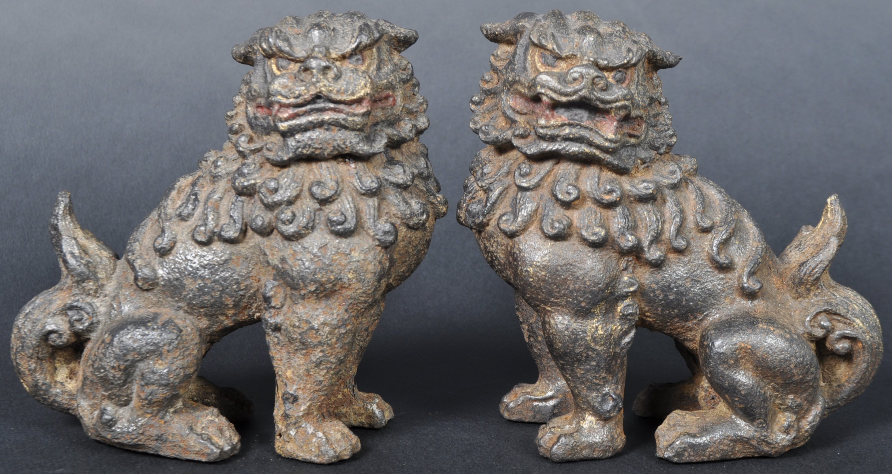 PAIR OF 19TH CENTURY CHINESE CAST METAL DOGS OF FO