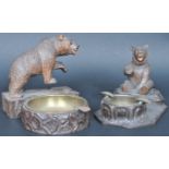 TWO LARGE 19TH CENTURY GERMAN BLACK FOREST BEAR ASHTRAYS