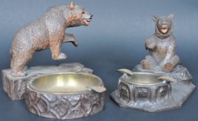 TWO LARGE 19TH CENTURY GERMAN BLACK FOREST BEAR ASHTRAYS