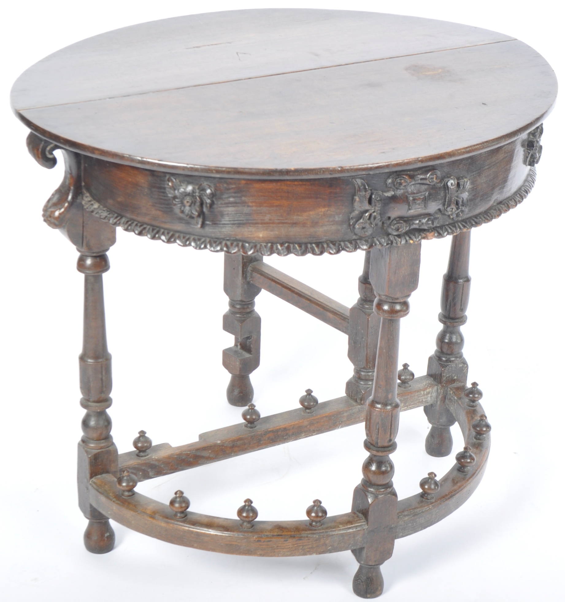 17TH CENTURY OAK ECCLESIASTICAL CREDENCE GATELEG TABLE - Image 5 of 7