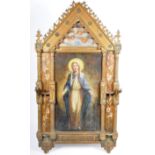 17TH CENTURY MANNER RELIGIOUS PAINTED ALTAR