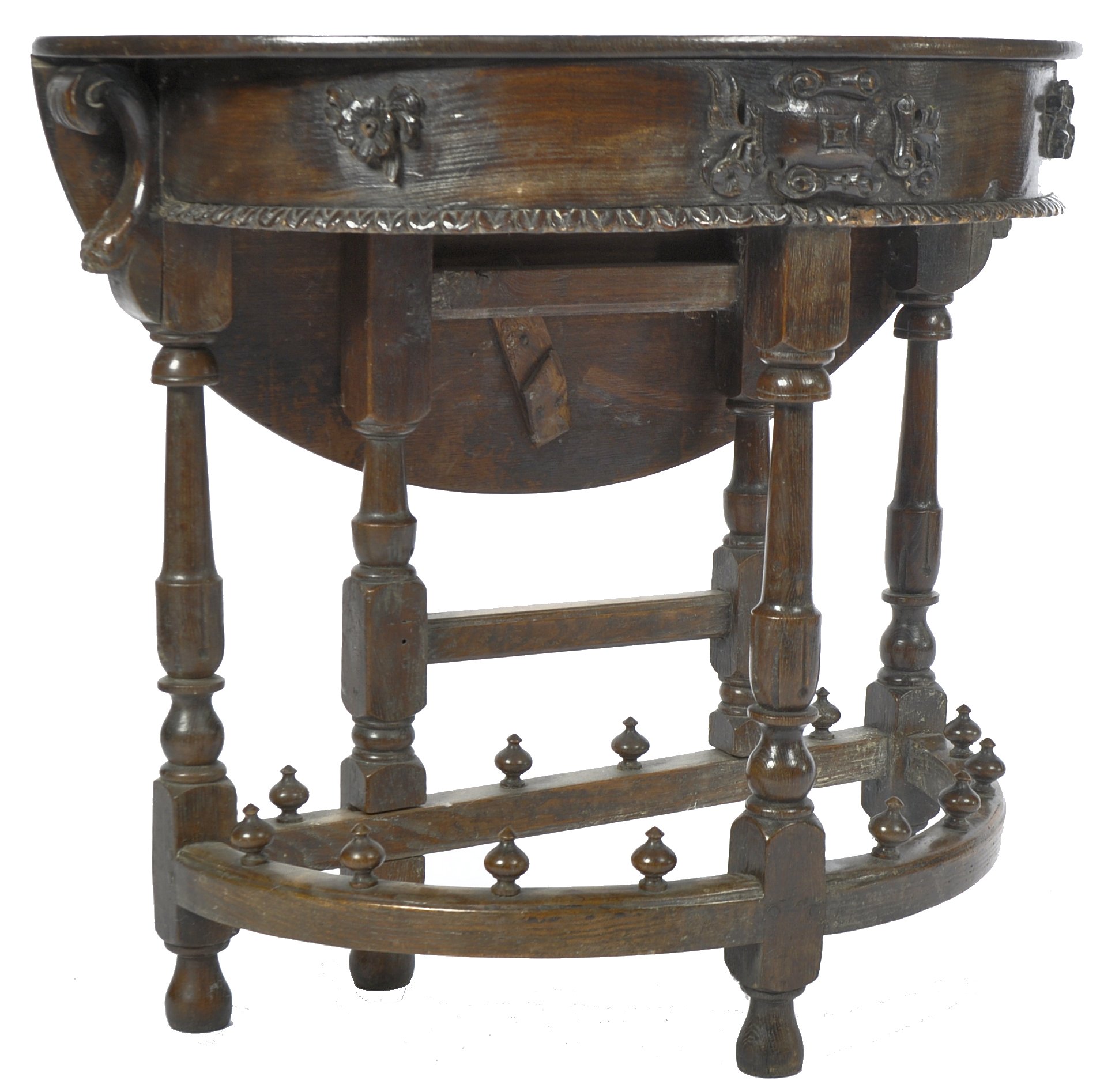 17TH CENTURY OAK ECCLESIASTICAL CREDENCE GATELEG TABLE