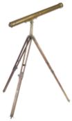 LATE 19TH CENTURY BRASS CASED MARITIME TELESCOPE ON STAND