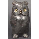 19TH CENTURY BLACK FOREST CARVED OWL TOBACCO POT
