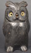19TH CENTURY BLACK FOREST CARVED OWL TOBACCO POT