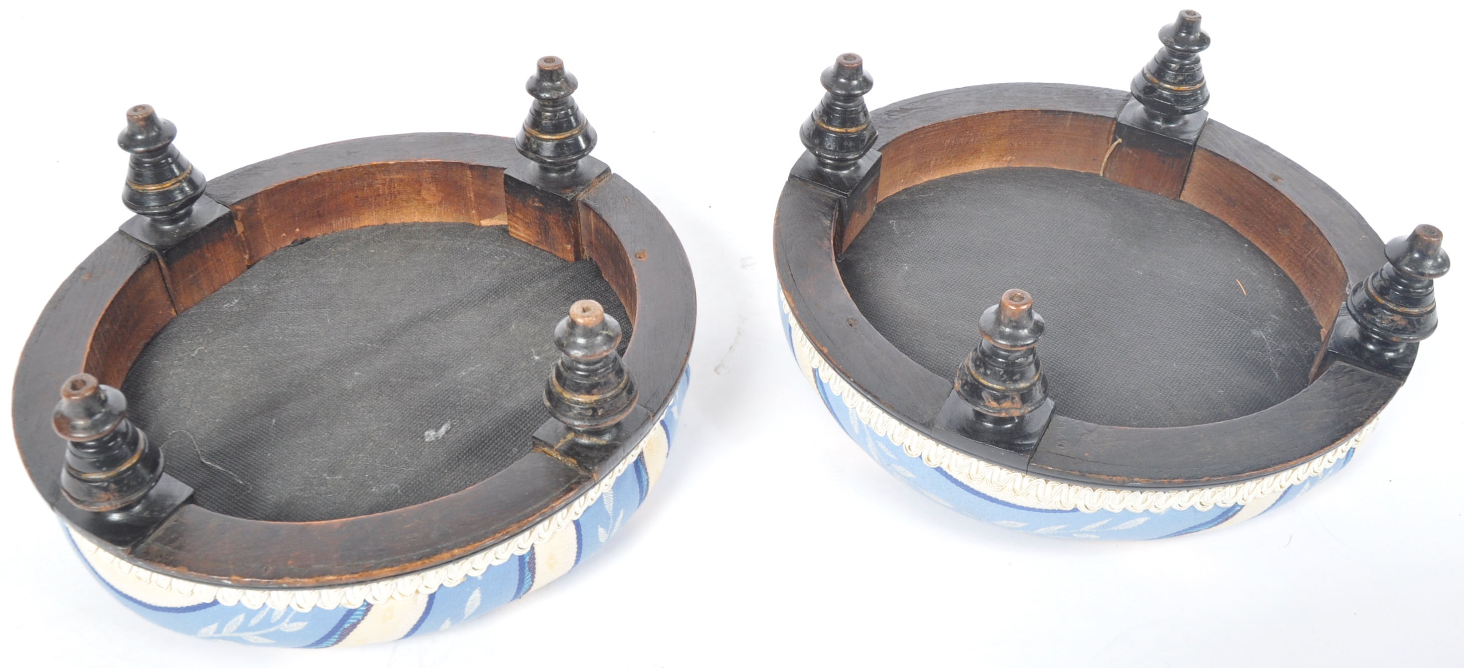 PAIR OF VICTORIAN EBONISED FOOTSTOOLS OF CIRCULAR FORM - Image 5 of 5