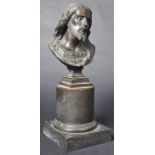 19TH CENTURY BRONZE BUST OF CHRIST ON MARBLE BASE