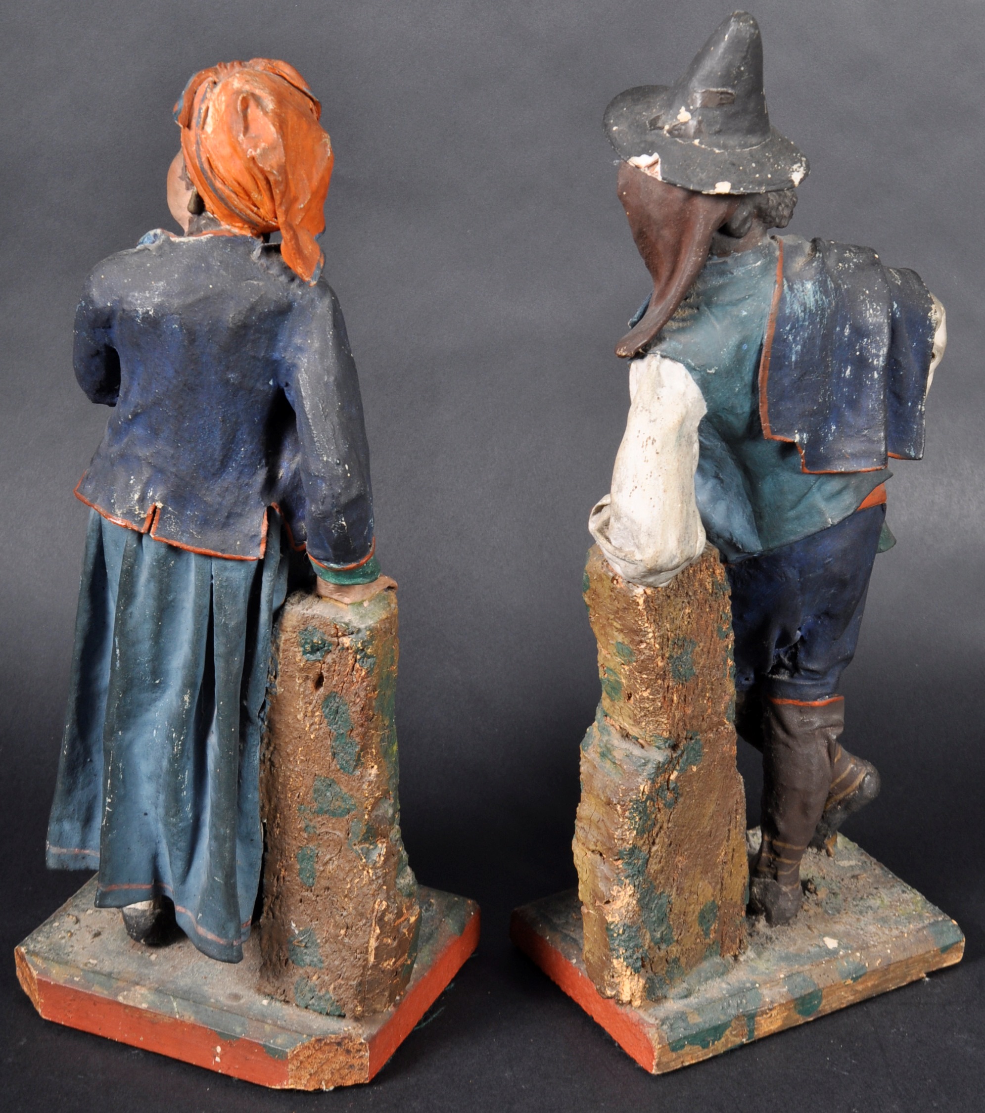 PAIR OF 19TH CENTURY PAPIER MACHE HAND PAINTED FIGURES - Image 8 of 9