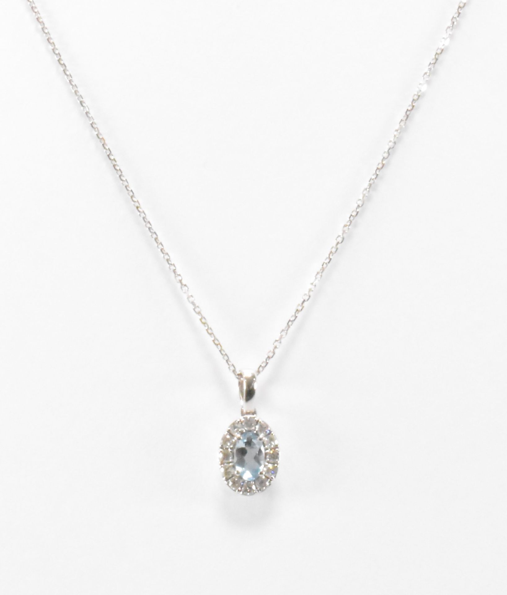 WHITE GOLD AQUAMARINE & DIAMOND PENDANT NECKLACE - Image 2 of 4