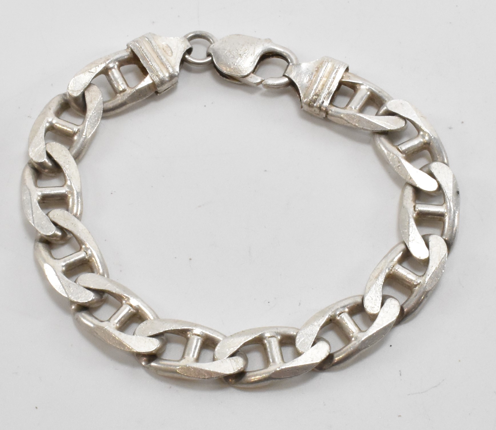 SILVER HALLMARKED FLAT LINK BRACELET CHAIN