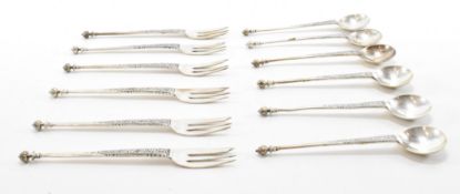 SIX PERSON CONTINENTAL SILVER SPOON & FORK SET