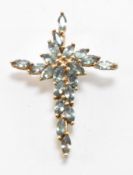 GOLD & ALEXANDRITE CROSS PENDANT NECKLACE