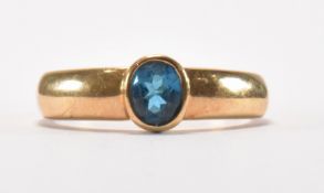 HALLMARKED 9CT GOLD & BLUE TOPAZ RING