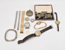 COLLECTION OF WATCHES & SILVER BRACELET CHAIN