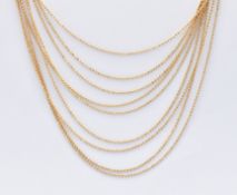 14K CONTINENTAL GOLD EIGHT STRING NECKLACE